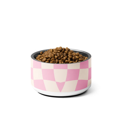 Pink & Beige Checkered Pet bowl