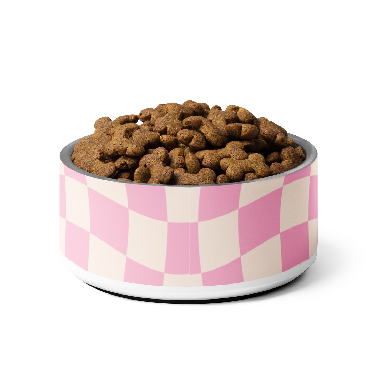 Pink & Beige Checkered Pet bowl