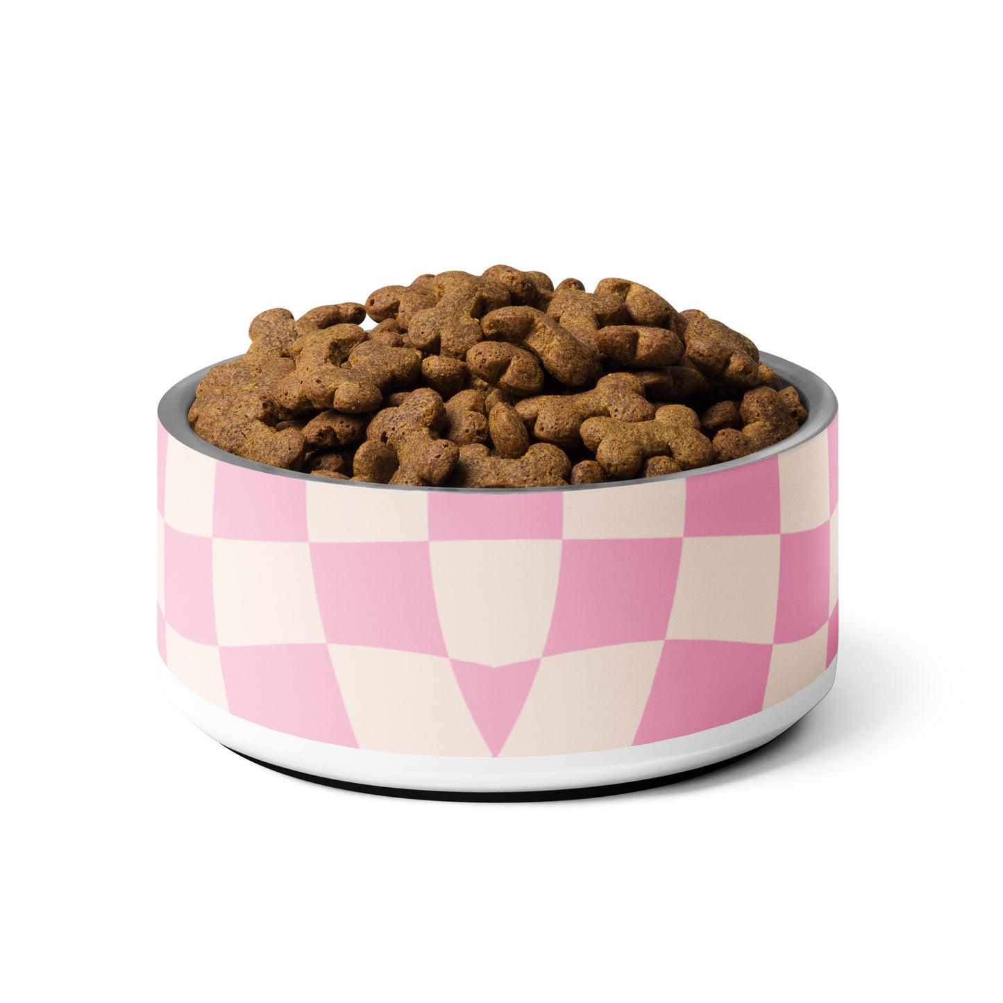 Pink & Beige Checkered Pet bowl