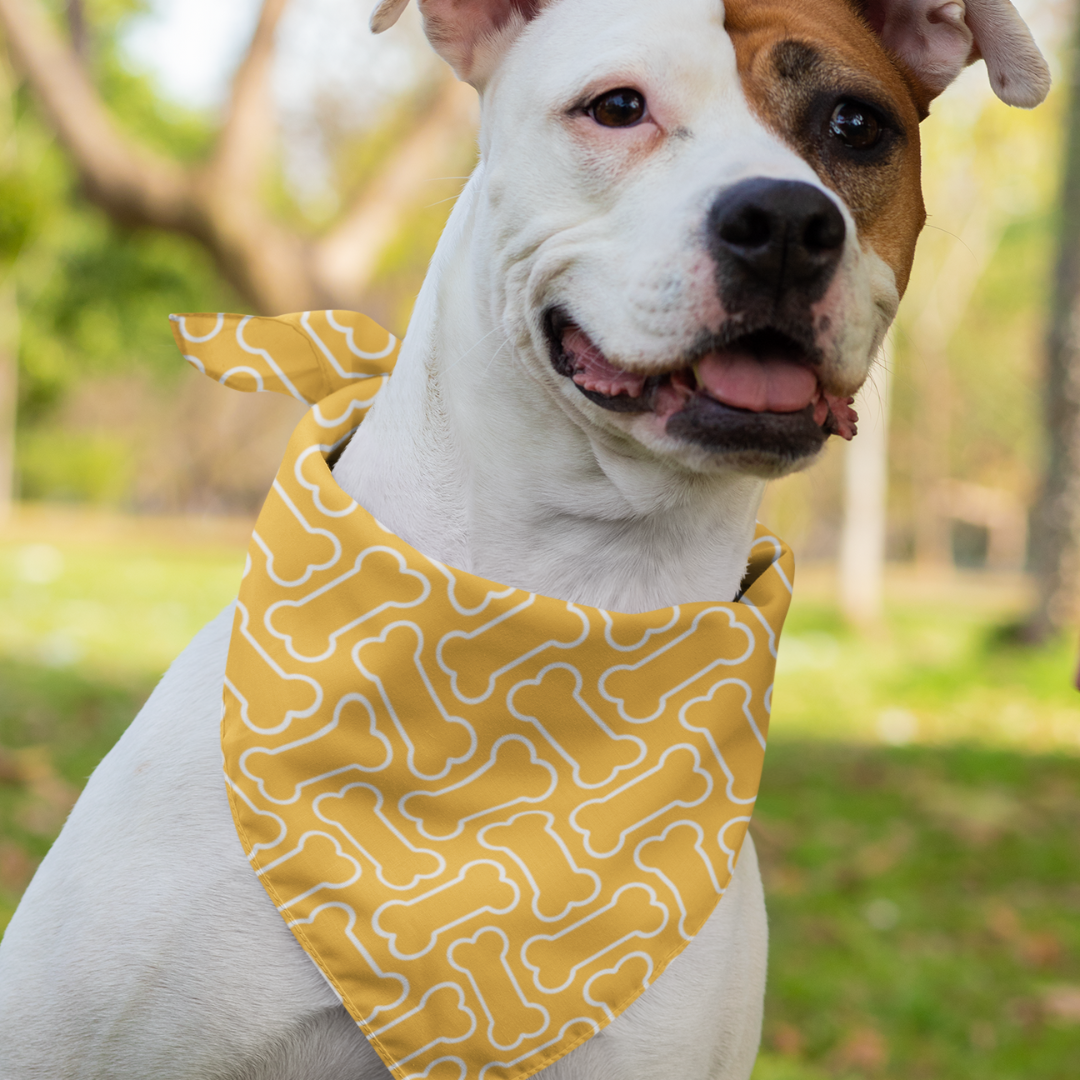 Herring'bone' Print Pet Bandana - In Yellow