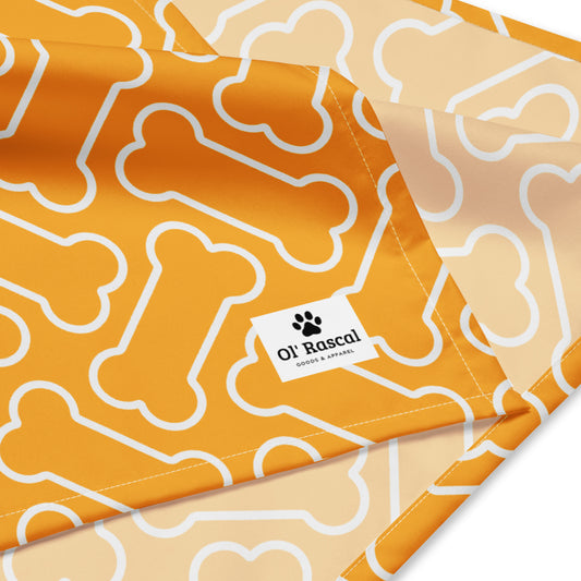 Herring'bone' Print Pet Bandana - In Yellow